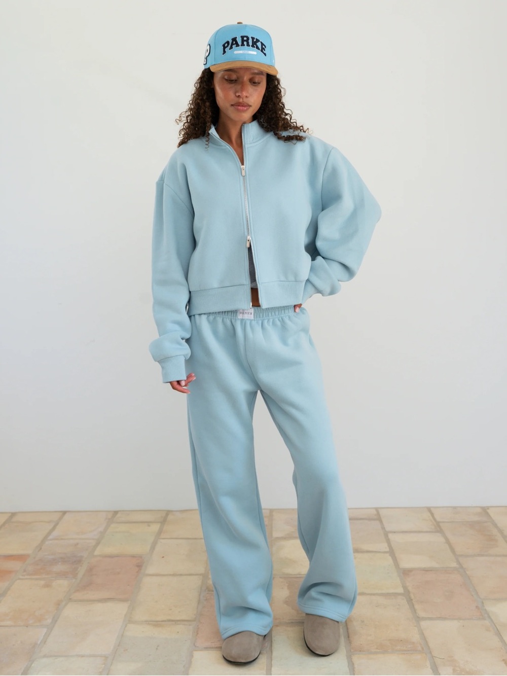 Parker Powder Blue quarter zip mockneck